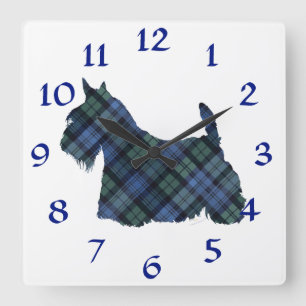 Relógio Quadrado Black Watch Tartan Scottish Terrier