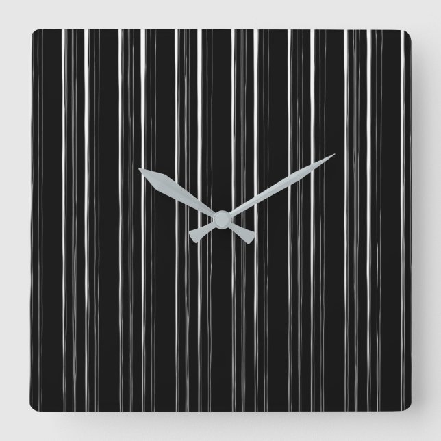Relógio Quadrado Black/White Stylish Irregular Stripe Pattern (Frente)