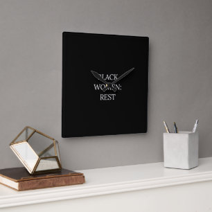 Relógio Quadrado Black Women Rest Wall lock