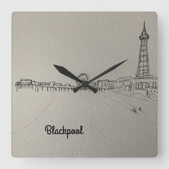 Relógio Quadrado Blackpool Tower Original Art Watch (Frente)