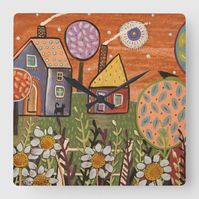 Relógio Quadrado Blooms Acryall Clock (Frente)