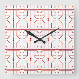 Relógio Quadrado Bloqueio de Parede de Padrão de Abstrato de Hierog