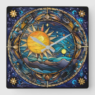 Relógio Quadrado Bloqueio de Paredes Celestiais