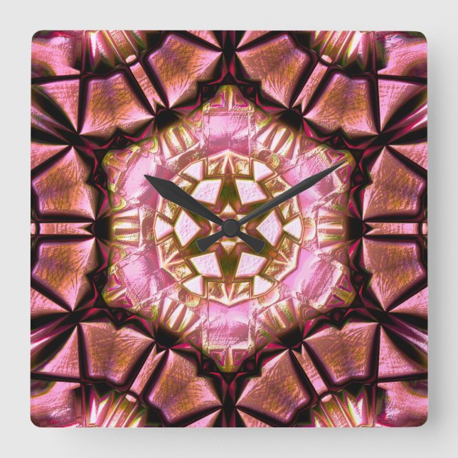 Relógio Quadrado Bloqueio de salmão pinto escovado com fio queimado (Frente)