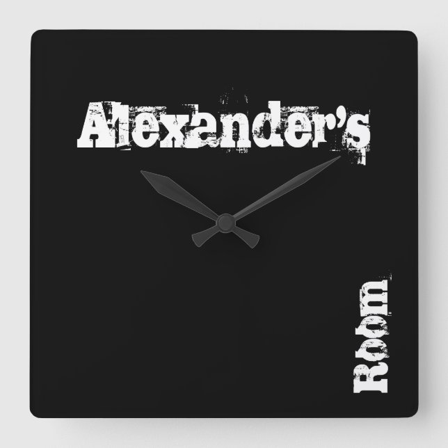 Relógio Quadrado Bloqueio Personalizado de Parede Preto (Qualquer N (Frente)