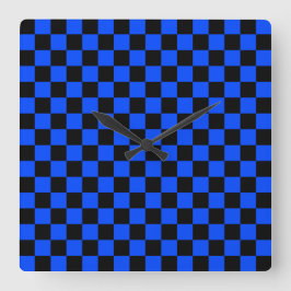 Relógio Quadrado Blue and black checkerboard pattern