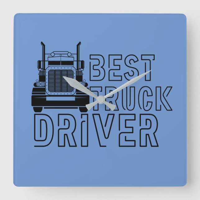 Relógio Quadrado Blue Best Truck Driver Carrier (Frente)