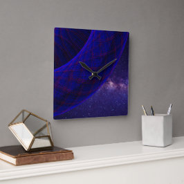 Relógio Quadrado Blue Donuts In Space Square Geometric Wall Clock