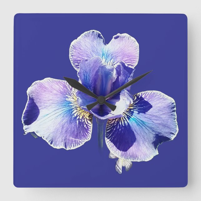 Relógio Quadrado Blue Flower Wall Clock (Frente)
