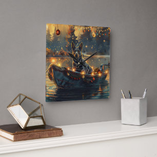 Relógio Quadrado Blue Heeler Natal Festivo Viagem