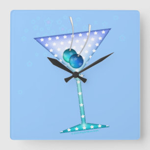 RELÓGIO QUADRADO BLUE MARTINI WALL CLOCK