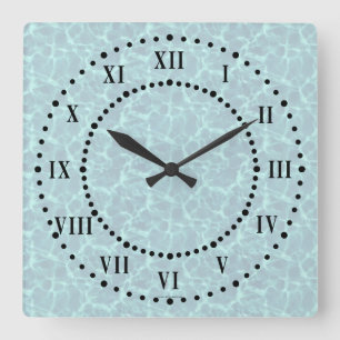 Relógio Quadrado Blue Water Look Roman Numerals Wall Clock