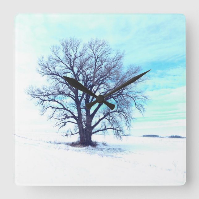 Relógio Quadrado Blue Winter (Frente)