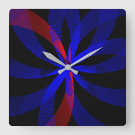 Relógio Quadrado Blueberry Color Center Geometric Wall Clock