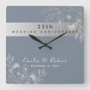 Relógio Quadrado Bodas de Prata