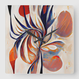 Relógio Quadrado Boho Modern Abstrato Trabalho de arte