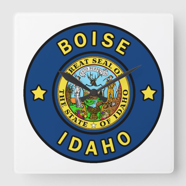 Relógio Quadrado Boise Idaho (Frente)