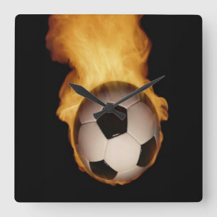 Relógio Quadrado Bola de futebol no cadeado da parede