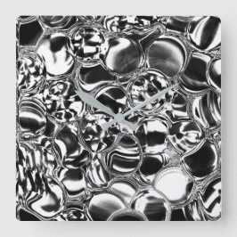 Relógio Quadrado Bolhas de prata com tom de vidro ou metal