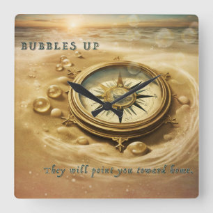 Relógio Quadrado Bolhas Para Cima -