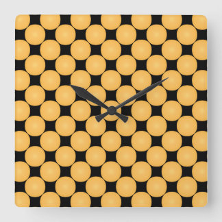 Relógio Quadrado Bolinhas Amarelo Moderno