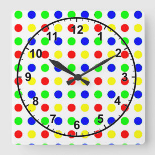 Relógio Quadrado Bolinhas coloridas