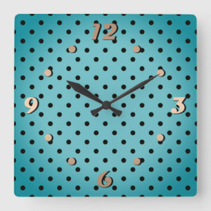 Relógio Quadrado Bolinhas turquesa