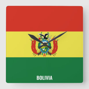 Relógio Quadrado Bolívia Flag Dazzling Patriótico