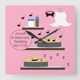 Relógio Quadrado Bolos De Casamento Não Forçados: