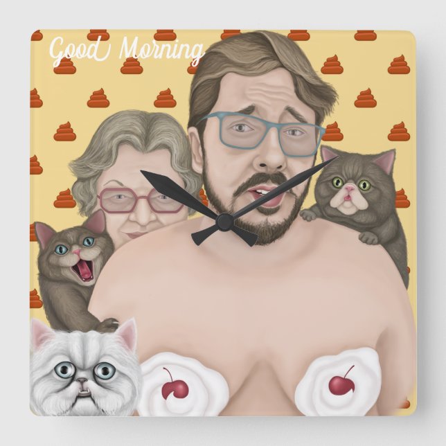 Relógio Quadrado Bom Dia (Frente)