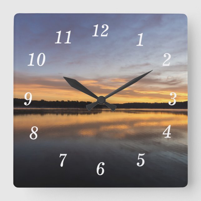 Relógio Quadrado Bom Dia Lago Springfield Wall Clock (Frente)