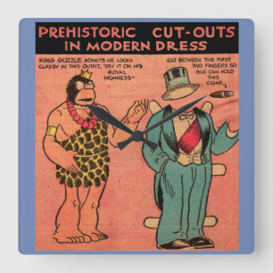 Relógio Quadrado Boneco de papel de caverna história em quadrinhos