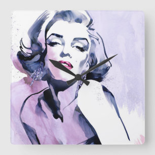 Relógio Quadrado Bonito no roxo