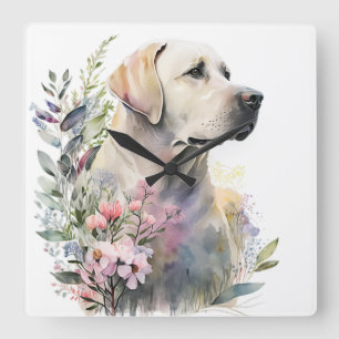 RELÓGIO QUADRADO BONITO RECUPERADOR DE LABRADOR AMARELO