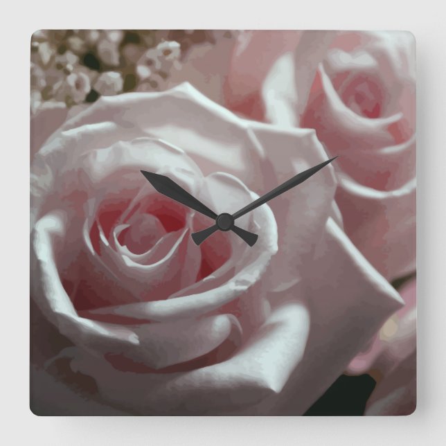 Relógio Quadrado Bonito Rosa Wall Clocks (Frente)