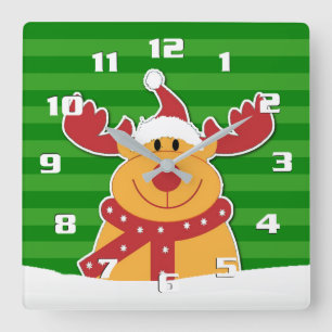 Relógio Quadrado Bonito Rudolph no Natal da Neve