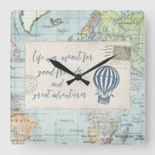Relógio Quadrado Bons amigos e grandes citações das aventuras