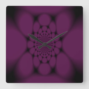 Relógio Quadrado Borboleta Pétala Preto Roxo