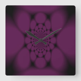 Relógio Quadrado Borboleta Preta Roxa Petal