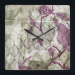 Relógio Quadrado Borboletas árabes IV<br><div class="desc">Animais</div>