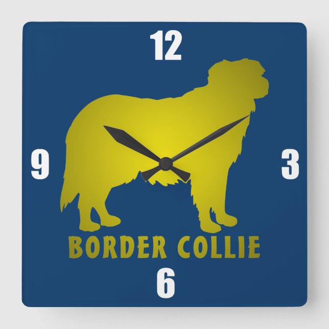 Relógio Quadrado Border collie (Frente)