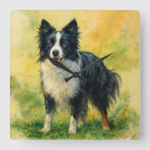 Relógio Quadrado Border Collie