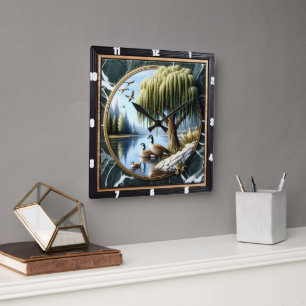 Relógio Quadrado Bordo da Água Russa do Ganso Selvagem