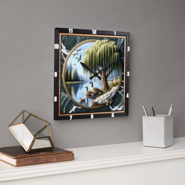 Relógio Quadrado Bordo da Água Russa do Ganso Selvagem (Escritório)