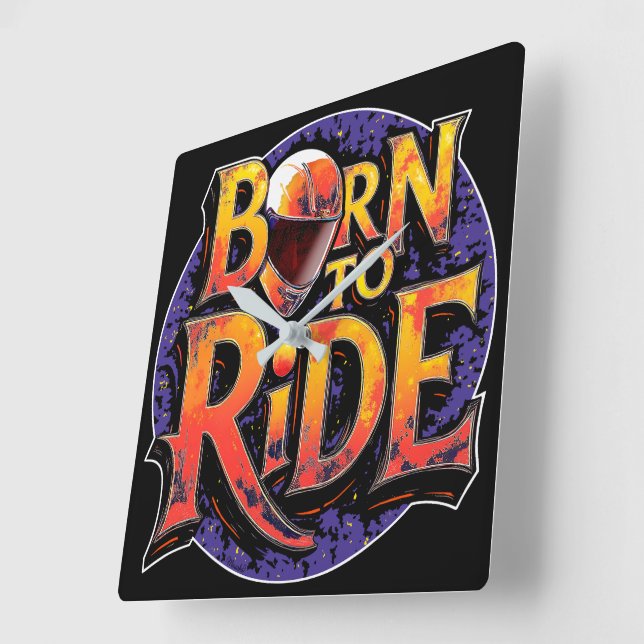 Relógio Quadrado Born to Ride Square Wall Clock (Ângulo)