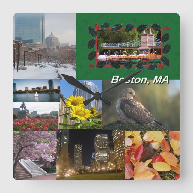 Relógio Quadrado Boston, Massachusetts Photo Collage (Frente)
