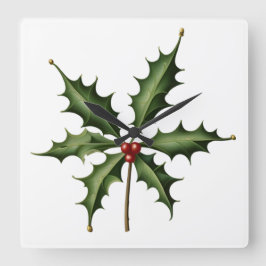 RELÓGIO QUADRADO BOTANICAL HOLLY