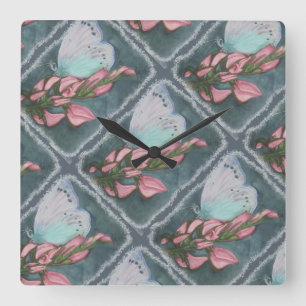 RELÓGIO QUADRADO BOTÃO PINTA E AZUL