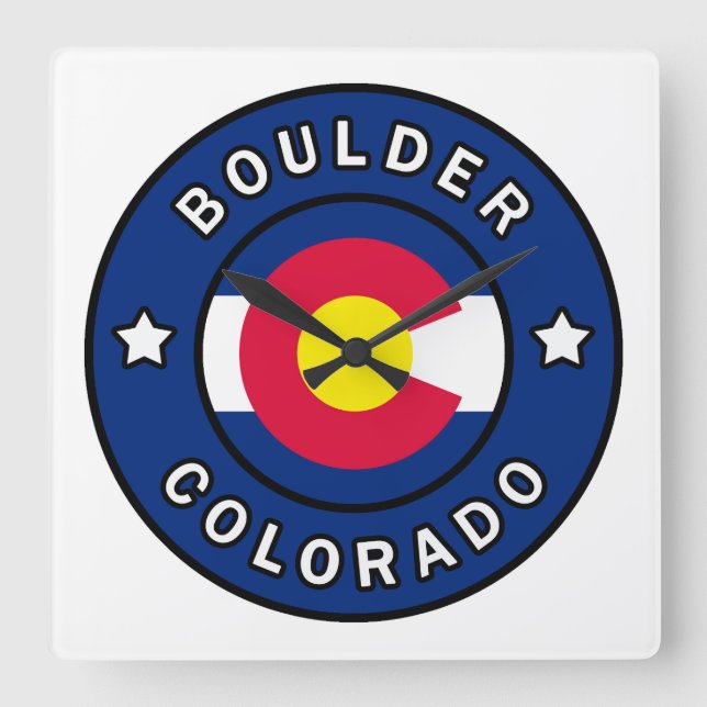 Relógio Quadrado Boulder Colorado (Frente)