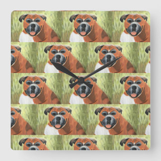 Relógio Quadrado Boxer Dog Wall Clock, 27.3 cm Square Acrylic